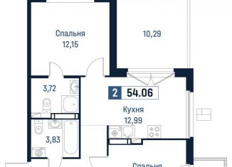 2-комнатная квартира на продажу, 50.2 м2, Мурино