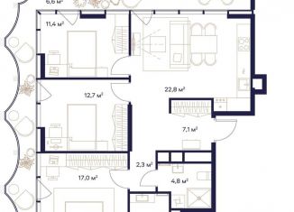 Продается трехкомнатная квартира, 89.2 м2, Москва, жилой комплекс Союз, к4