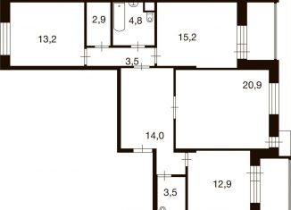 Продам 3-ком. квартиру, 90.2 м2, деревня Ивановское, улица Семёна Гордого, 3