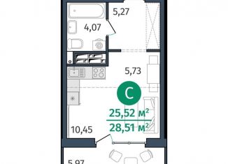 Продается квартира студия, 25.5 м2, Тюмень, улица Тимофея Кармацкого, 17, Центральный округ