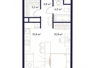 Продаю квартиру студию, 37.8 м2, Москва, жилой комплекс Союз, к3, метро Ботанический сад