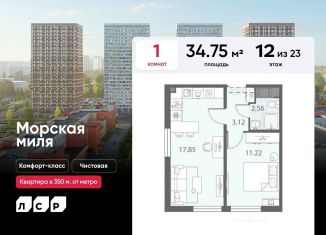 1-ком. квартира на продажу, 34.8 м2, Санкт-Петербург, метро Проспект Ветеранов