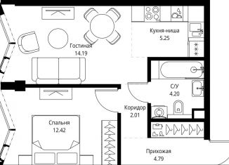 Продам однокомнатную квартиру, 42.9 м2, Москва, проспект Мира, 186Ас1