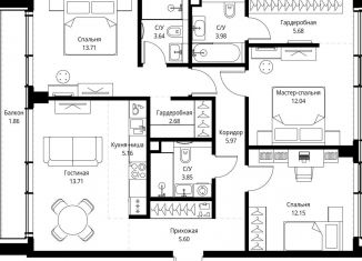 3-комнатная квартира на продажу, 90 м2, Москва, проспект Мира, 186Ас1