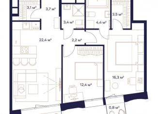 Продается 2-ком. квартира, 73.8 м2, Москва, жилой комплекс Союз, к3, метро Ботанический сад