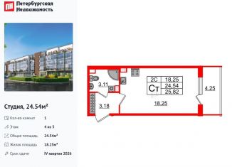 Продаю квартиру студию, 24.5 м2, Санкт-Петербург, Московский район