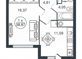 Продаю 1-комнатную квартиру, 38.9 м2, Тверь, Московский район