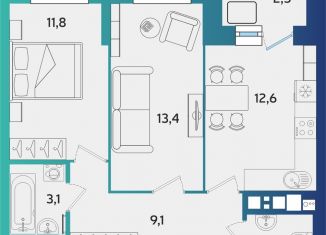 Продам 2-комнатную квартиру, 53.2 м2, Удмуртия, улица Архитектора П.П. Берша, 44