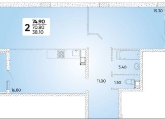 Продажа 2-комнатной квартиры, 74.9 м2, Краснодар, Прикубанский округ, улица Доблести, 10