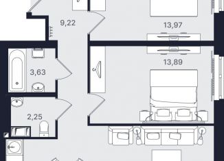 Продам трехкомнатную квартиру, 65.7 м2, Санкт-Петербург, метро Проспект Большевиков, проспект Большевиков, уч3