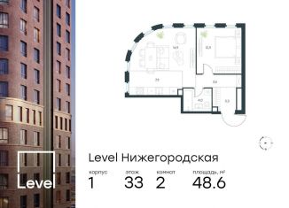 Продается двухкомнатная квартира, 48.6 м2, Москва, Нижегородский район