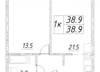 Продам однокомнатную квартиру, 38.9 м2, Московская область, 3-й микрорайон, к6