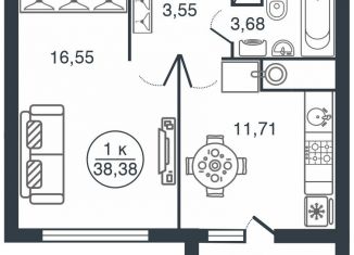 Продаю 1-комнатную квартиру, 38.4 м2, Тверская область