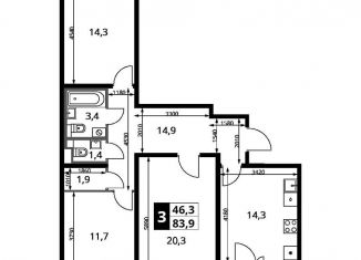 Продажа 3-ком. квартиры, 83.9 м2, поселок Битца, Южный бульвар, 10