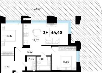 Продам 2-комнатную квартиру, 64.4 м2, Тюменская область