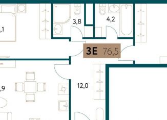 Трехкомнатная квартира на продажу, 76.4 м2, Москва, Винницкая улица, 8к4