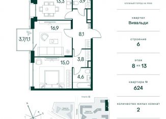 Двухкомнатная квартира на продажу, 66.7 м2, Москва, метро Тушинская