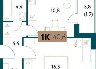 1-комнатная квартира на продажу, 40.5 м2, Москва, Винницкая улица, 8к3, ЖК Настоящее