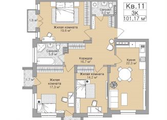 Продается 3-комнатная квартира, 97.2 м2, Рязанская область, улица Горького, 62