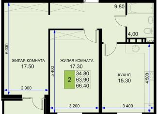 Продажа 2-ком. квартиры, 66.4 м2, поселок Южный, Екатерининская улица, 5к2