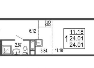 Продается квартира студия, 24 м2, Лыткарино, 6-й микрорайон, 15Д, ЖК Гармония Парк