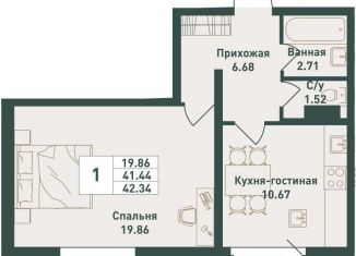 Продаю 1-комнатную квартиру, 42.3 м2, Ленинградская область