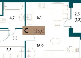 Продажа квартиры студии, 35.1 м2, Москва, ЗАО, Винницкая улица, 8к3