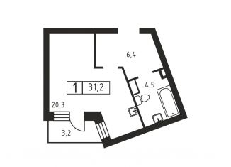 Продам 1-ком. квартиру, 31.2 м2, деревня Скотное, Вересковая улица, 3к1