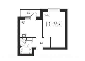 Продаю 1-ком. квартиру, 33.4 м2, деревня Скотное, Вересковая улица, 2к1