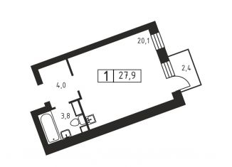 Продается 1-комнатная квартира, 27.9 м2, деревня Скотное, Вересковая улица, 3к1