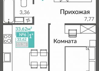 Продаю 1-ком. квартиру, 33.6 м2, Крым