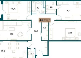 Продам четырехкомнатную квартиру, 131.9 м2, Москва, Винницкая улица, 8к3