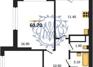 Продается двухкомнатная квартира, 60.7 м2, село Мирное