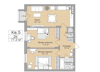 Продается 2-ком. квартира, 73.9 м2, Рязань, улица Горького, 62