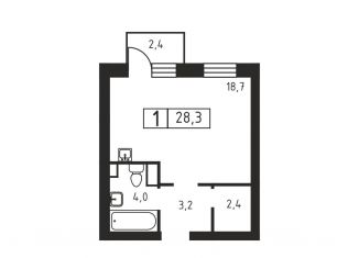 Продаю однокомнатную квартиру, 28.3 м2, деревня Скотное, Вересковая улица, 2к2