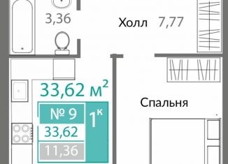 Продается 1-комнатная квартира, 33.6 м2, Крым