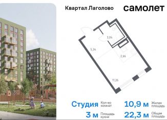 Продается квартира студия, 22.3 м2, деревня Лаголово, жилой комплекс Квартал Лаголово, 1