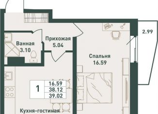 Продаю однокомнатную квартиру, 39 м2, городской посёлок имени Свердлова