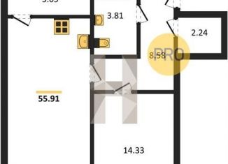 Продам 1-ком. квартиру, 55.9 м2, Воронеж, Коминтерновский район