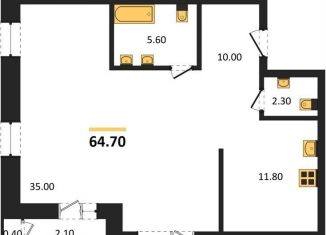 Продажа однокомнатной квартиры, 64.7 м2, Новосибирская область