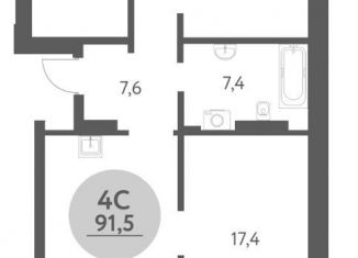 Четырехкомнатная квартира на продажу, 91.5 м2, Новосибирск, 1-я Родниковая улица, 60