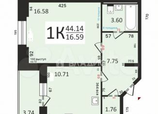 Продам 1-ком. квартиру, 44 м2, Тамбовская область, Лучезарная улица, 12