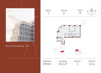 Продажа 3-комнатной квартиры, 115.3 м2, Москва, метро Новокузнецкая, Большая Татарская улица, 35с4