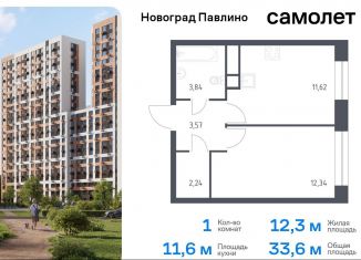 Продается 1-ком. квартира, 33.6 м2, Балашиха, жилой квартал Новоград Павлино, к8