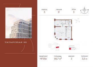 Продажа 3-ком. квартиры, 118.7 м2, Москва, Большая Татарская улица, 35с4, метро Новокузнецкая