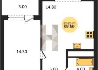 Продается однокомнатная квартира, 39.7 м2, Воронеж, Железнодорожный район