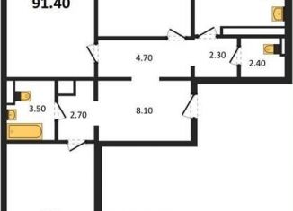 3-комнатная квартира на продажу, 91.4 м2, Воронеж, улица Шишкова, 140Б/16