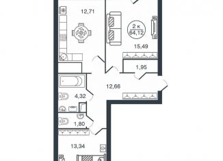 Продаю 2-комнатную квартиру, 64.1 м2, Тверь