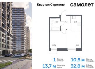 Продается однокомнатная квартира, 32.8 м2, Красногорск, жилой комплекс Квартал Строгино, к2