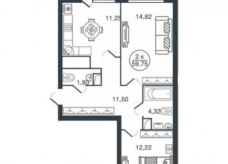 Продаю 2-комнатную квартиру, 59.8 м2, Тверь, Московский район